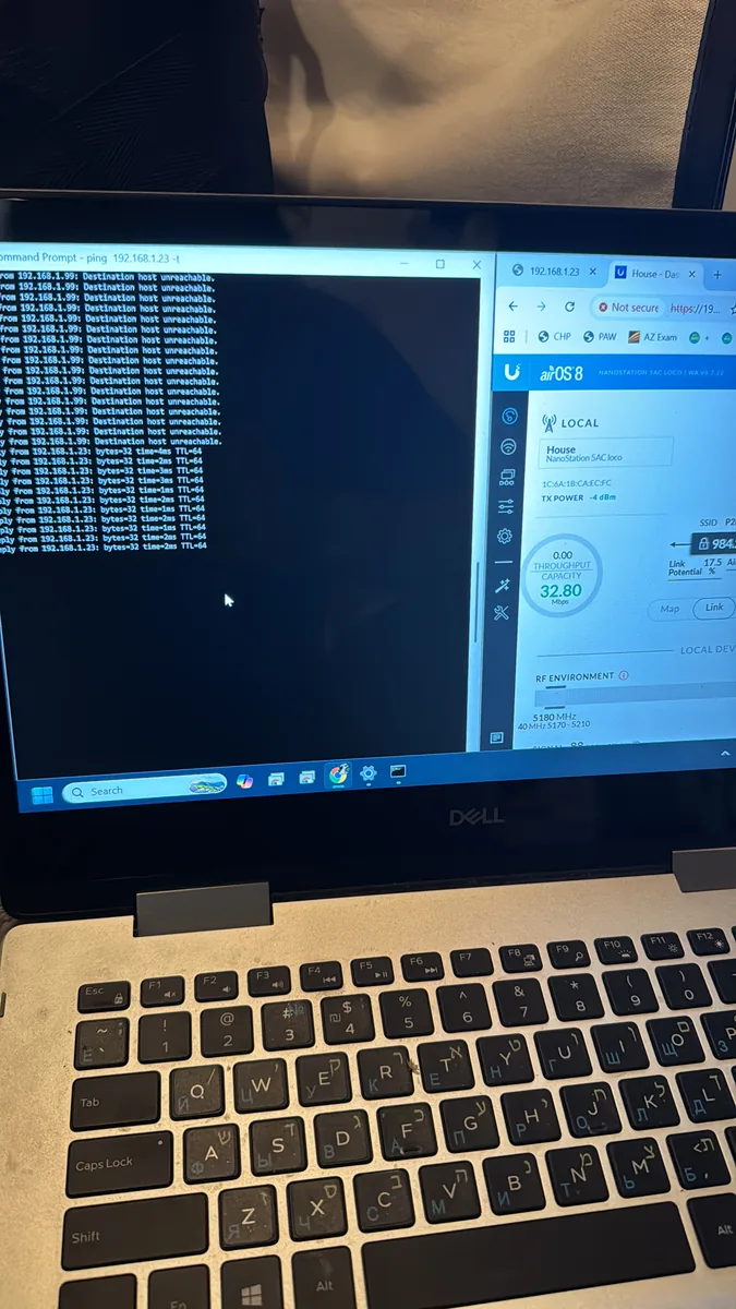 Ubiquiti airOS diagnostics in progress