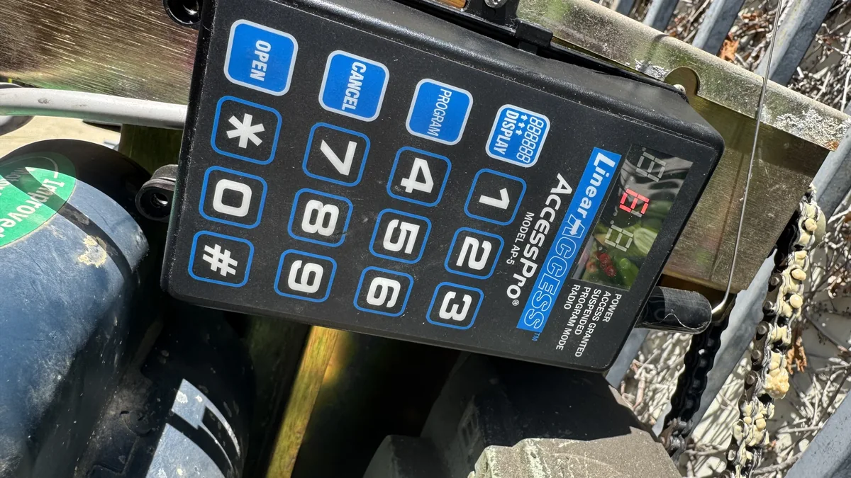 Linear AccessPro keypad on gate